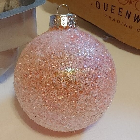 PINK Glass Bulb Ornaments Package of 4 QUEEN WEST Trading Co. - Picture 4 of 5